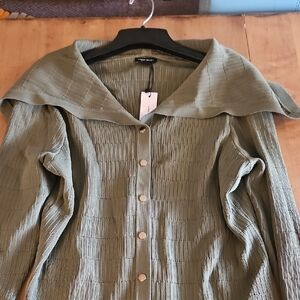 Stylish Green Button-Up Sweater